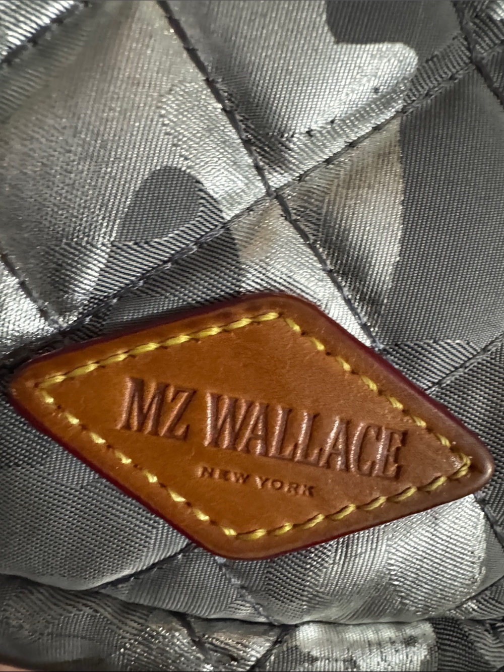 MZ Wallace Quilted Gray Crossbody camera bag  with Leather Trim Accents - Picture 2 of 8